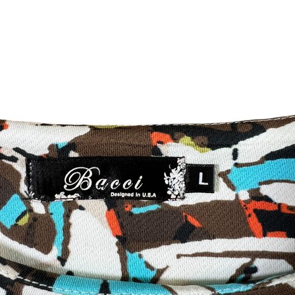 Bacci Womens Colorful Abstract Tropical Print Dress Size Large Artsy Teacher - Picture 4 of 6